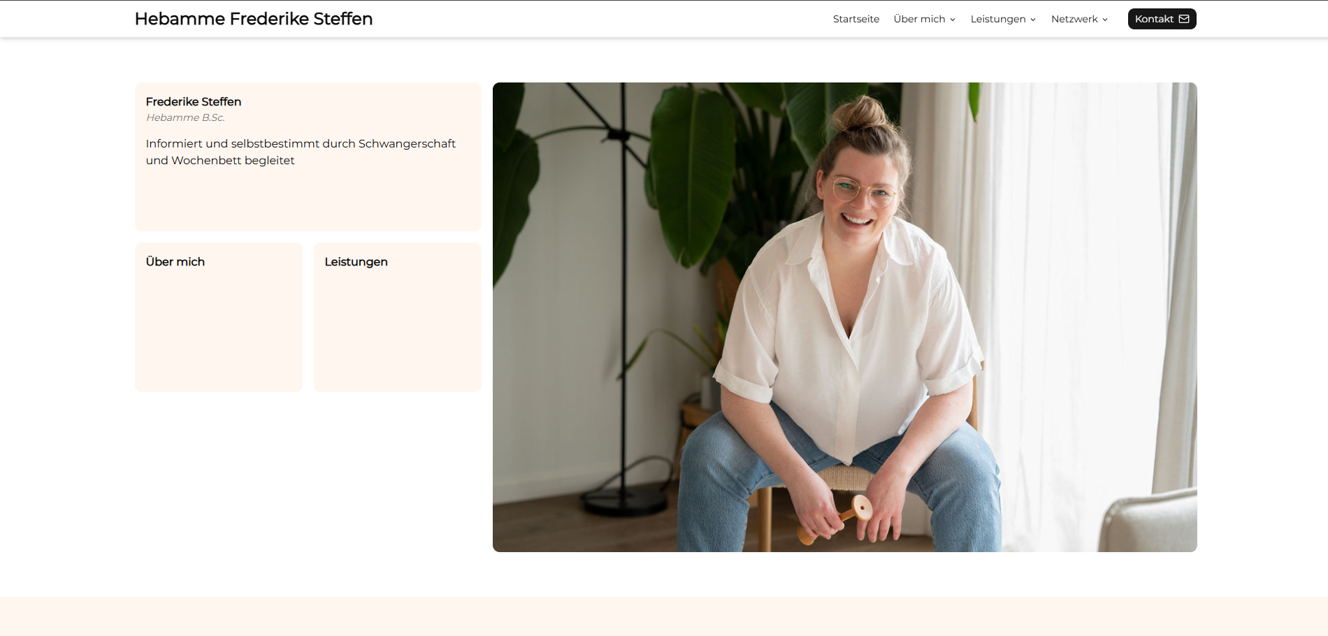 Screenshot der Webseite "Hebamme Frederike Steffen" (https://deine-hebamme-lemsahl.de)