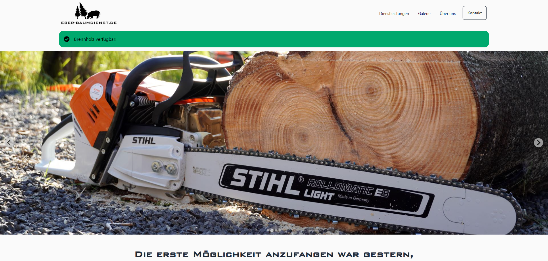 Screenshot der Webseite "Eber Baumdienst" (https://eber-baumdienst.de)